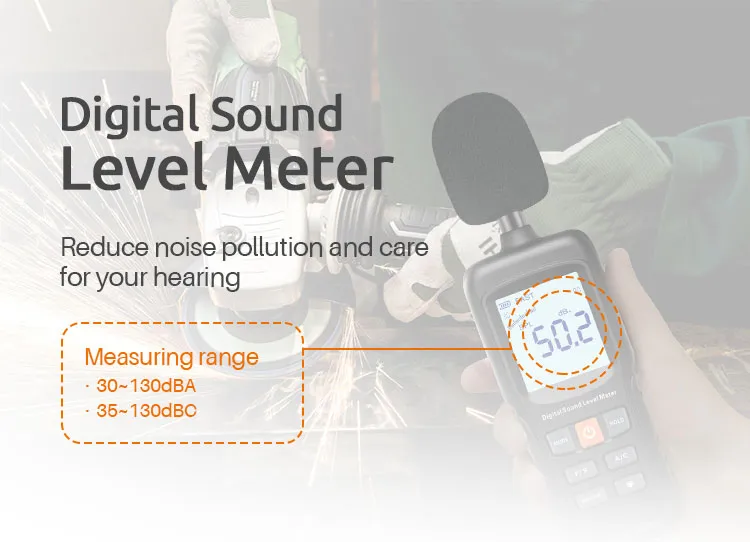 30-130dB Noise Measuring Instrument Decibel Meter with Data Record