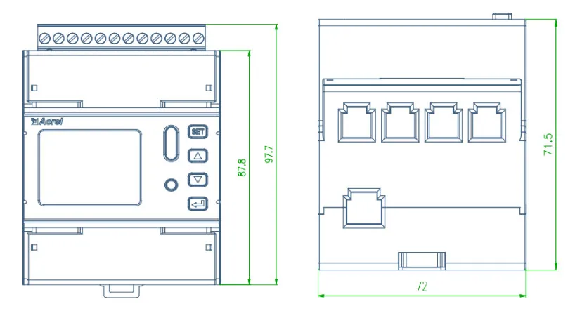 Acrel Multi Loop Three Phase Iot Three Phase LCD Digital Modular Power Analyzer Energy Meter Power Meter Adw210-D10-1s