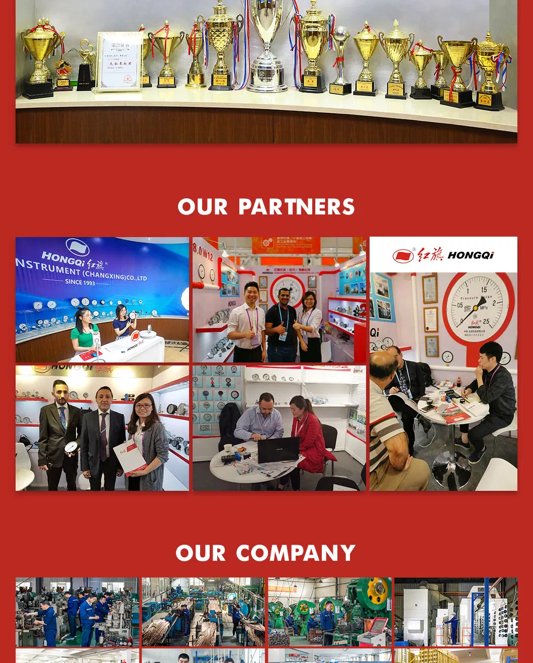 Hongqi &reg; 2.0" Machinery Liquid Burdon Tube Pressure Gauge with Compound Scale Pointer Reading Manometer Manufacture in Zhejiang Province