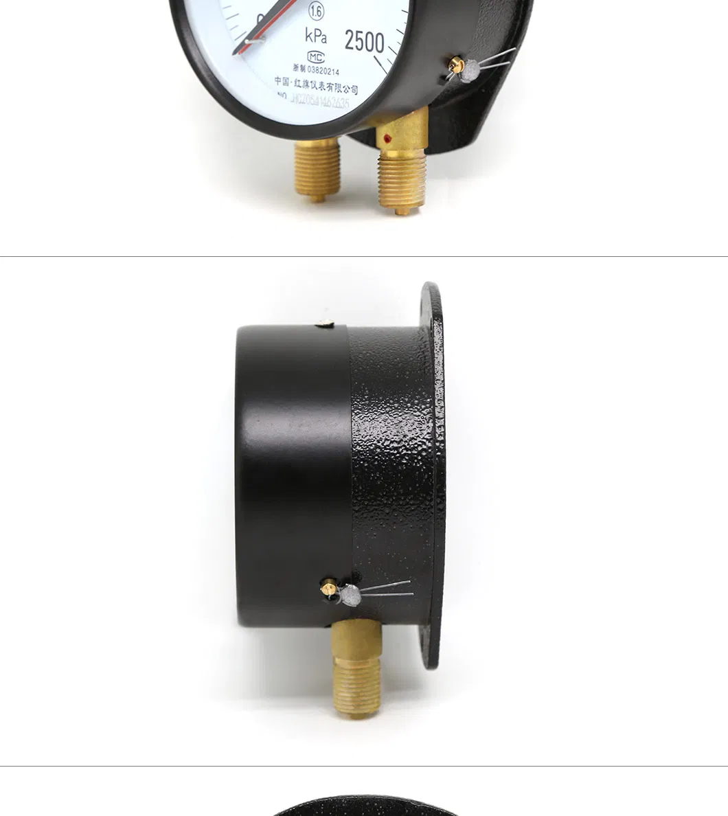 Hongqi &reg; Red Pointer with Black Pointer Railway Use Pressure Gauge 0-1600kpa