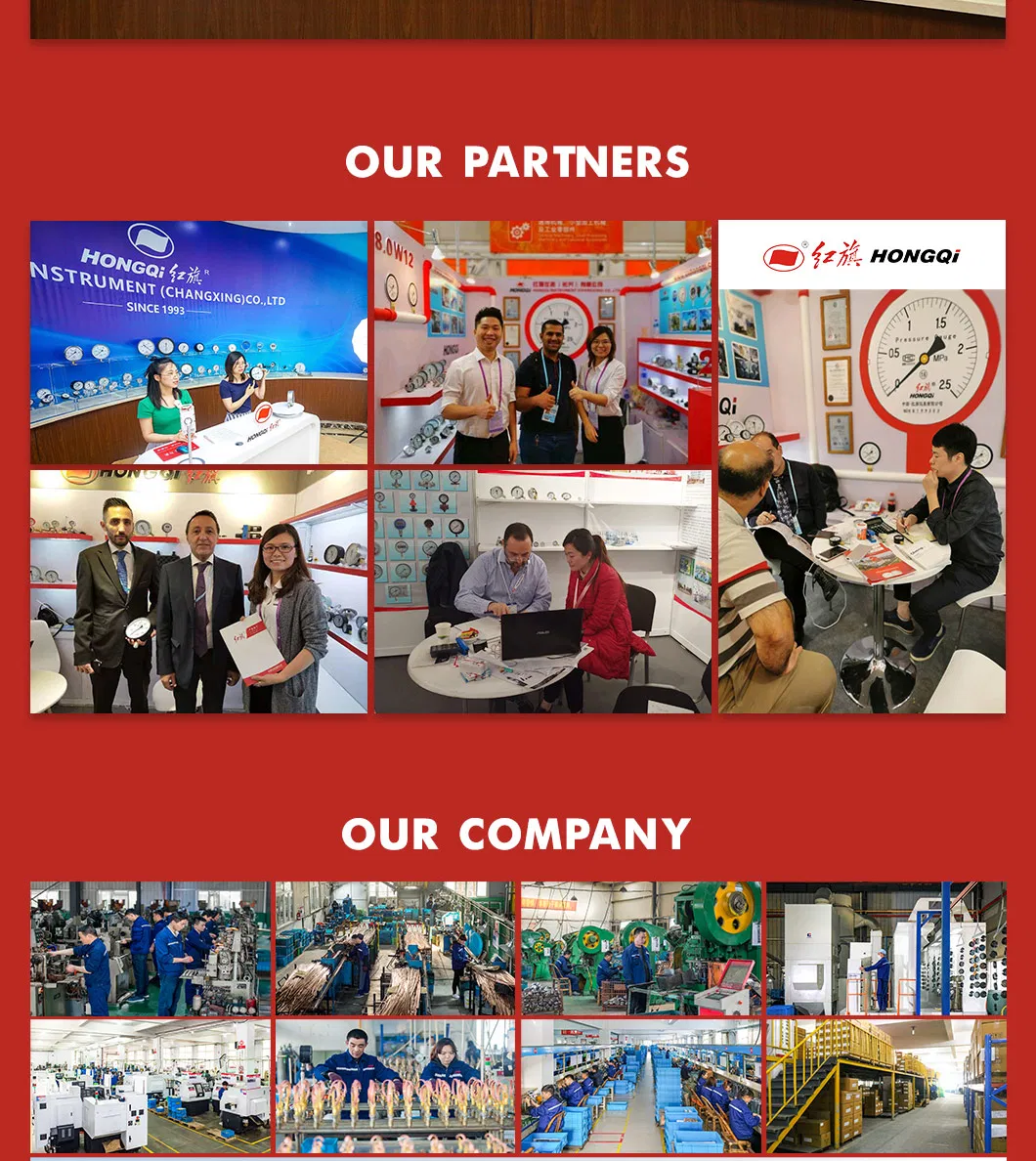 Hongqi &reg; Red Pointer with Black Pointer Railway Use Pressure Gauge 0-1600kpa