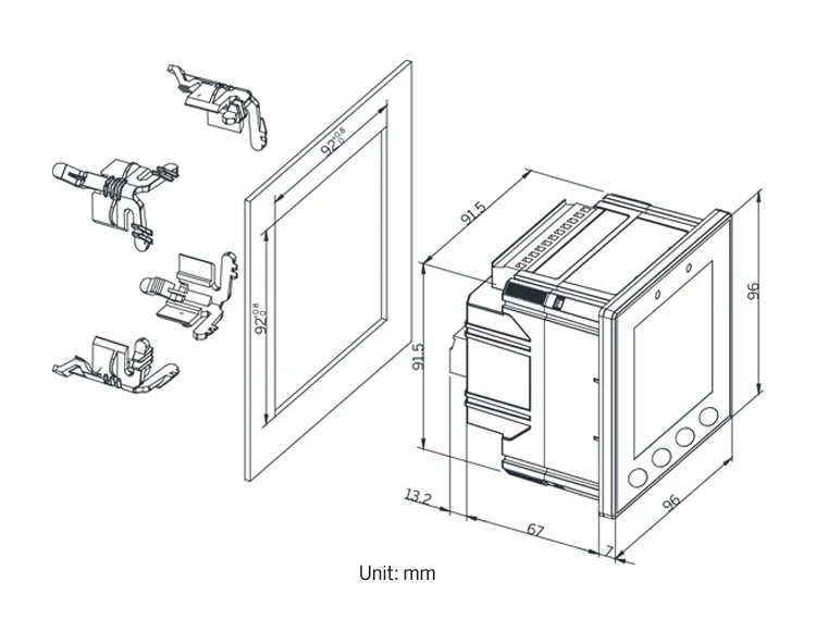 PMC-53A DIN96 Class 0.5S Three-Phase Multifunction Smart Power Meter with Dot-Matrix LCD and RS-485