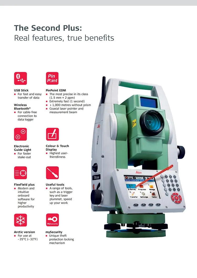 Total Station Leica Ts09 1" R500 Reflectorless Total Station Surveying Instrument